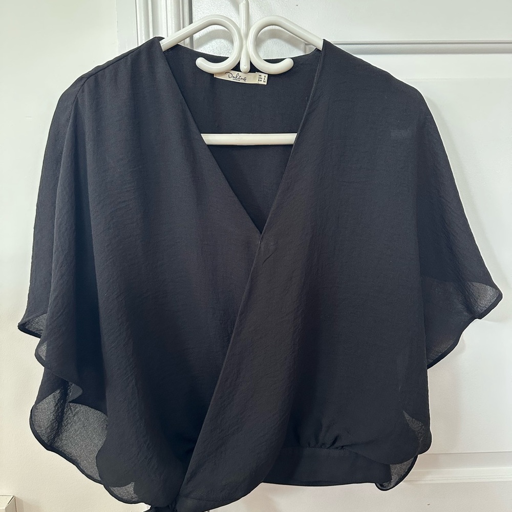 Darling Wrap Top flutter sleeves